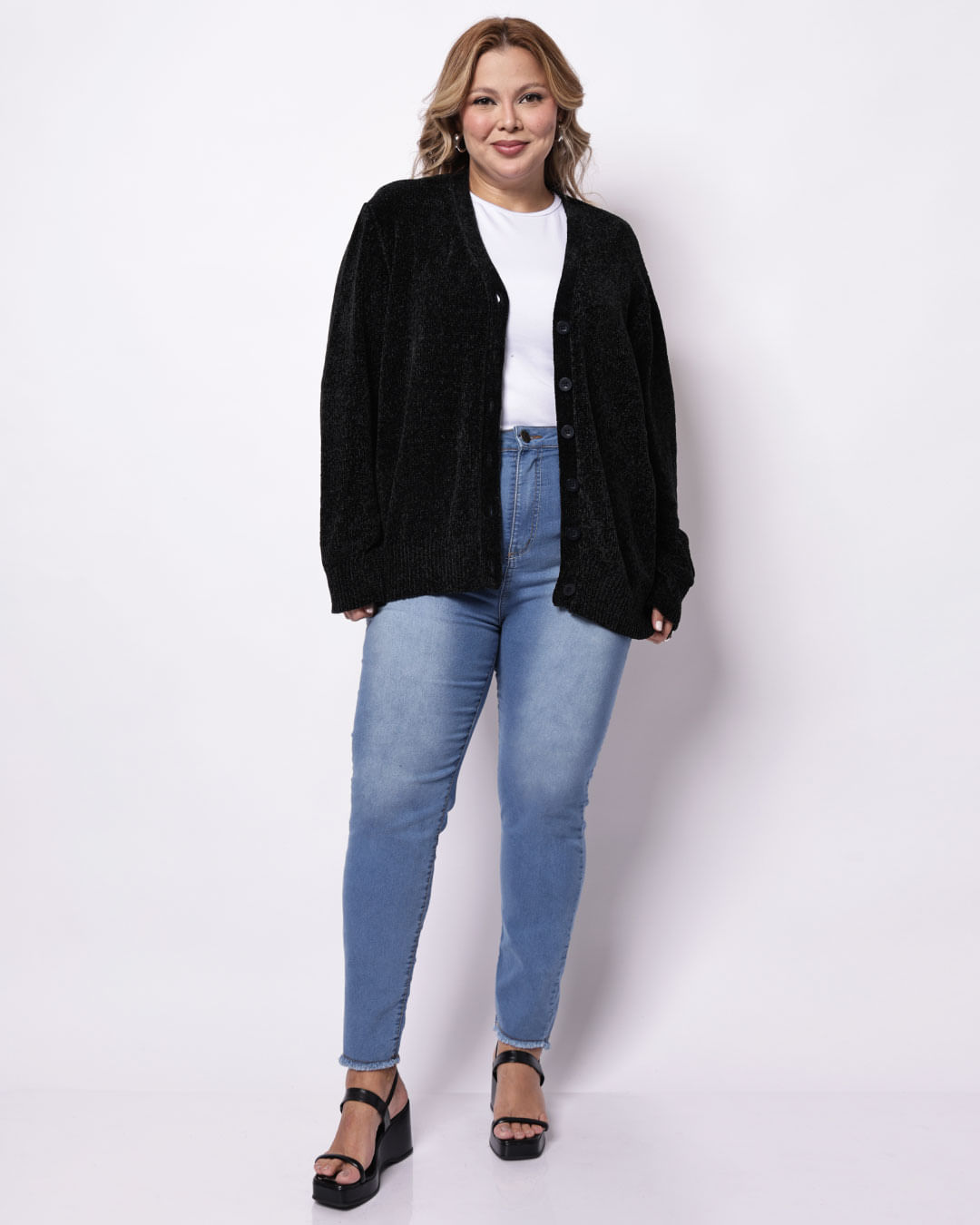 Cardigan-Aw24knits-Chenille-Botoes---Preto