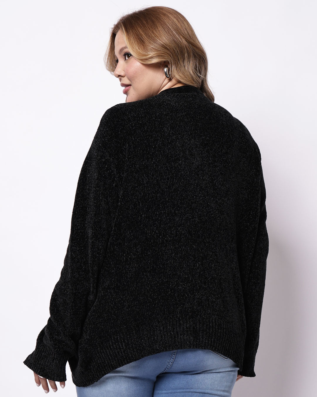 Cardigan-Aw24knits-Chenille-Botoes---Preto