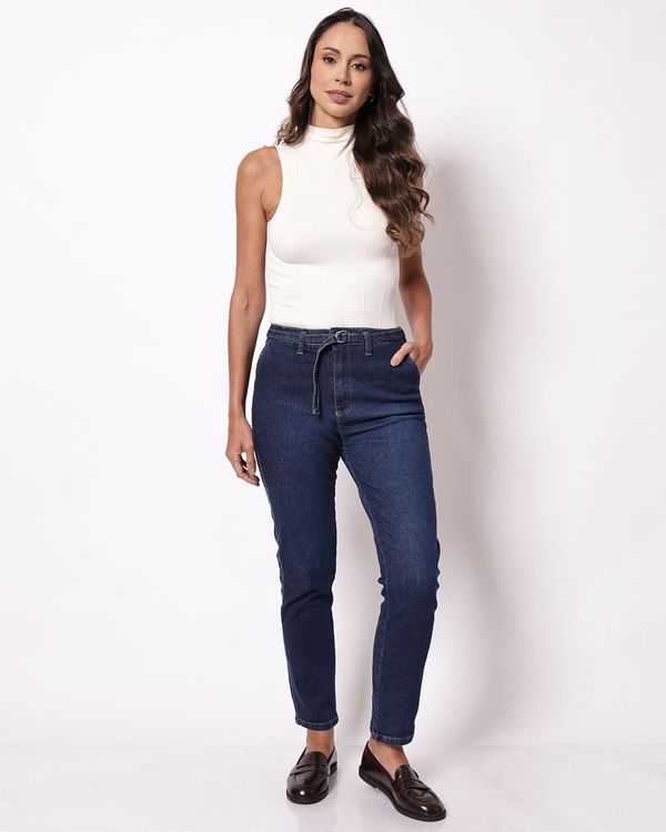 Calça Jeans Feminina Biotipo Mom com Cinto Azul 36