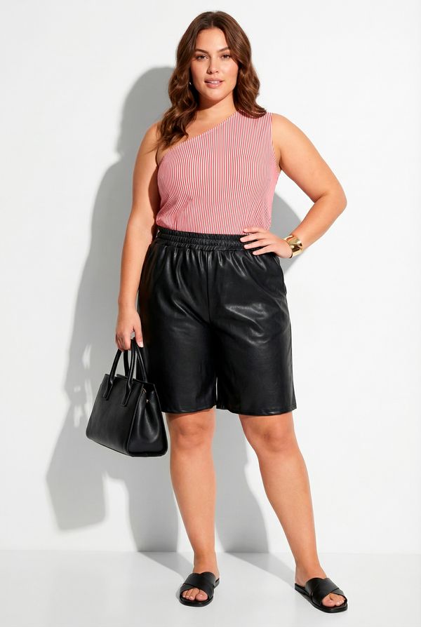 Blusa em Malha Listrada Vermelho XXG
