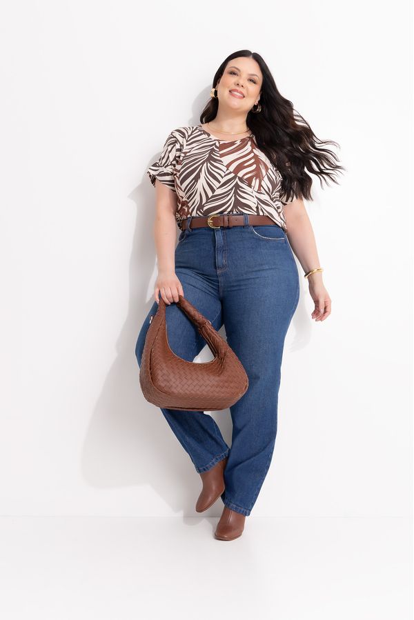 Blusa em Malha de Viscose Folhagem Roxa GG
