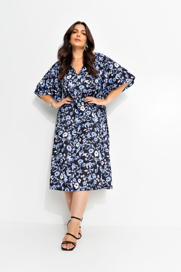 Vestido Floral Dark Azul XXG