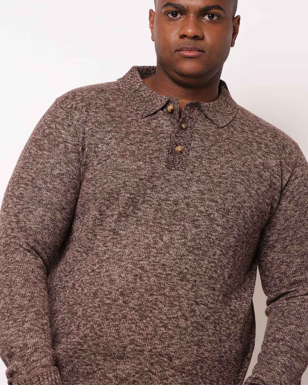 Tricot-Polo-Sweater-Marrom-Plus---Marrom