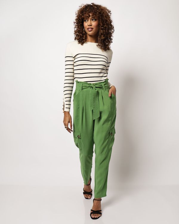 Calça Feminina Cargo Amarração Verde P