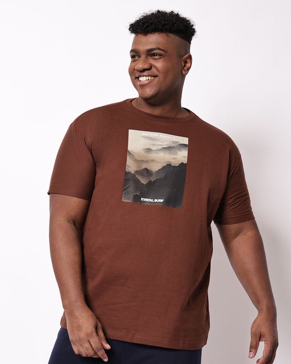 Camiseta Plus Size Masculina Algodão Fatal Marrom G2