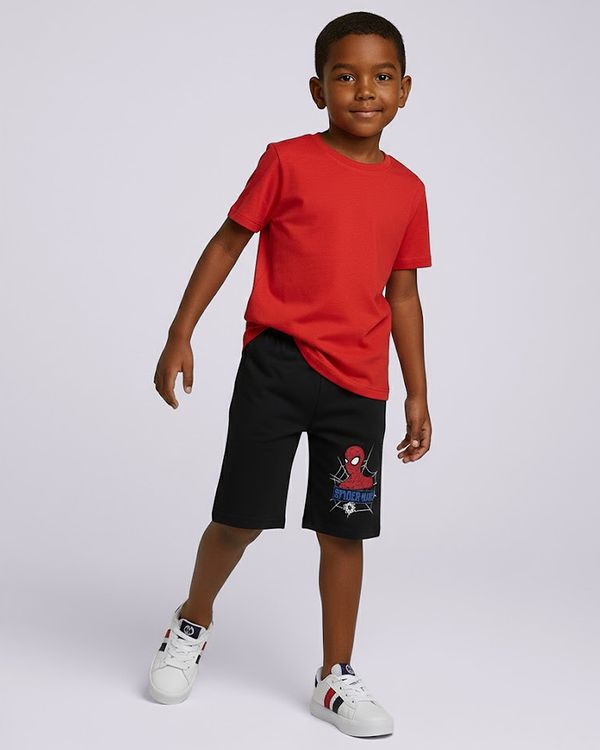 Bermuda Infantil Reta Moletinho Marvel Estampa Homem Aranha Preta 10