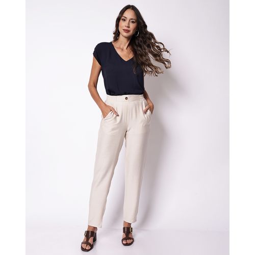 Calça Feminina Berry & Co. com Bolsos Bege