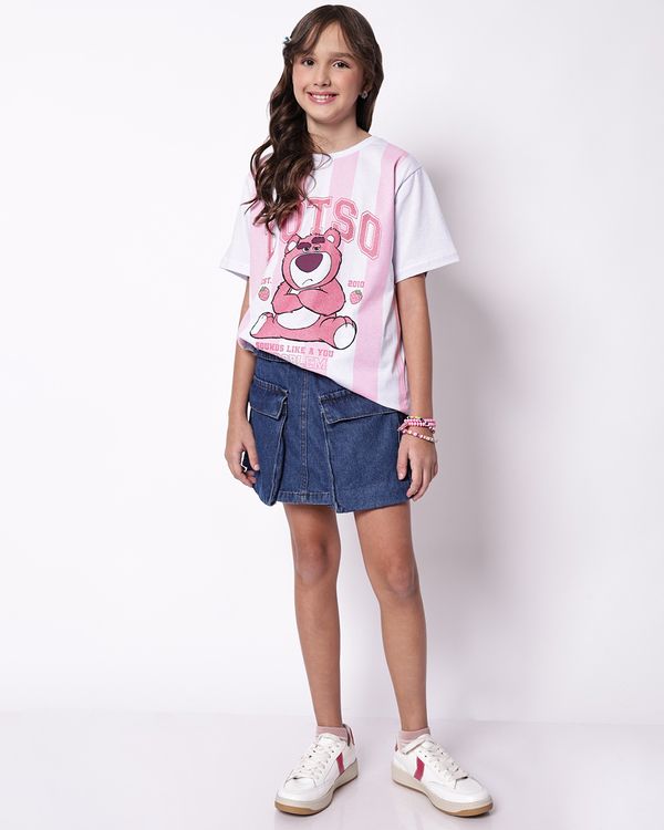 Saia Jeans Juvenil Curta com Bolso Cargo e Cinto Azul 14