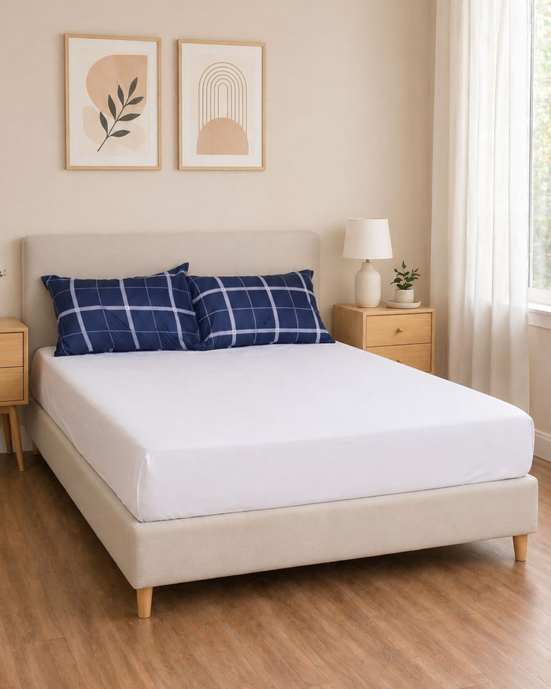 Jg-Cama-Queen-3-Pcs-Grid-Cordas microfib---Marinho