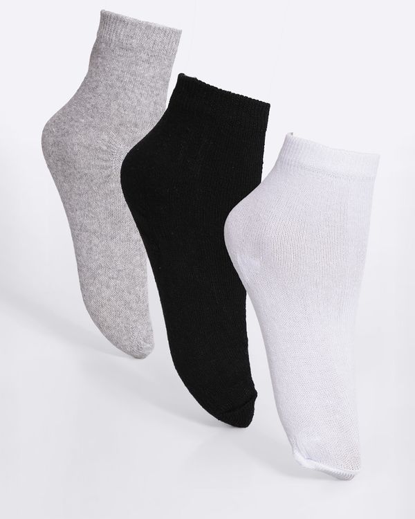 Kit Meia Infantil 6 Pares Cano Médio Branco/Preto/Cinza UN