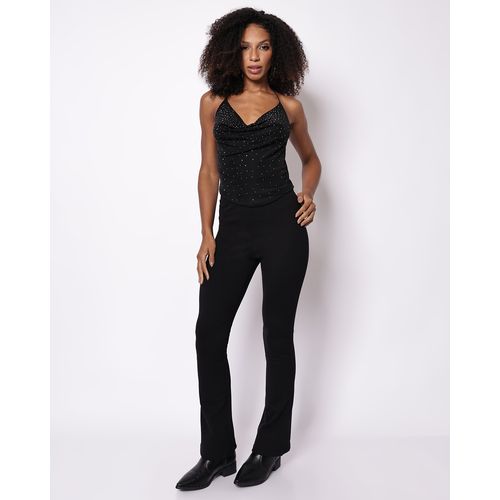 Calça Feminina Berry & Co. Flare Poliviscose Preta