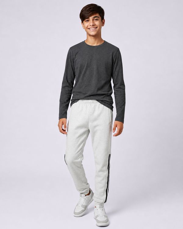 Calça Moletom Juvenil Jogger com Bolsos Mesclada Cinza 12