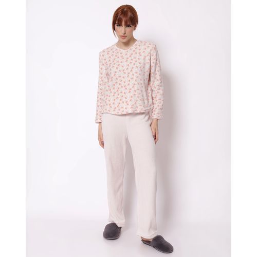 Pijama Longo Feminino Soft Estampado Floral Rosa