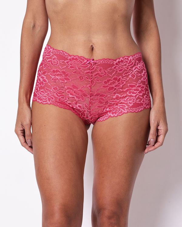 Calcinha Caleçon Feminina Rendada Rosa P