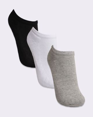Meia-Kit-3-Lisa-C-Curto--Rf--144---Cinza--Branco-Preto