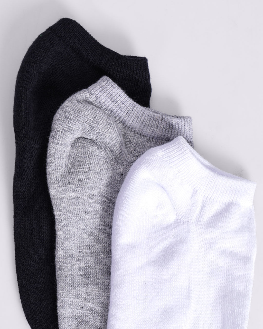 Meia-Kit-3-Lisa-C-Curto--Rf--144---Cinza--Branco-Preto
