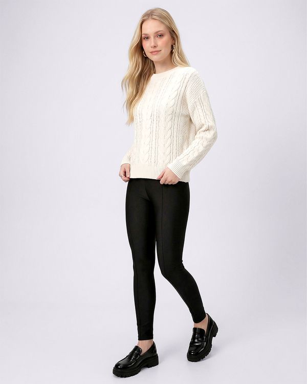 Calça Legging Feminina Com Recortes Preta G