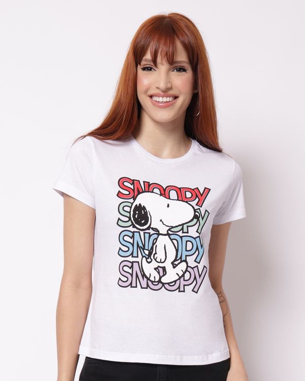 Camiseta Feminina Algodão Estampa Snoopy Branco G
