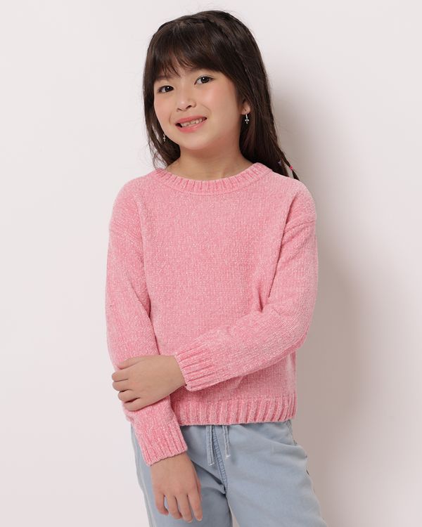 Suéter Tricô Infantil Chenille com Lurex Rosa 4
