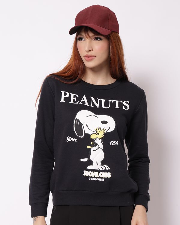 Blusão Moletom Feminino Estampa Snoopy Preto P