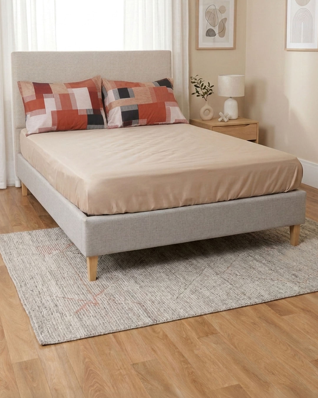 Jg-Cama-Casal-3-Pcs-Quadros  microfibra ---Bege