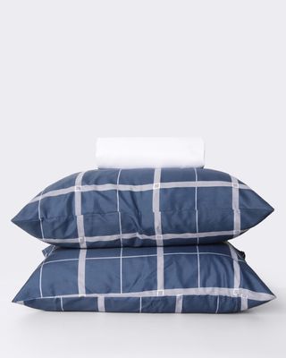 Jg-Cama-Casal-3-Pcs-Grid-Cordas microfib---Marinho