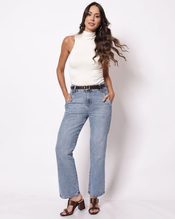 Calça Jeans Feminina Sawary Reta Azul Claro 38