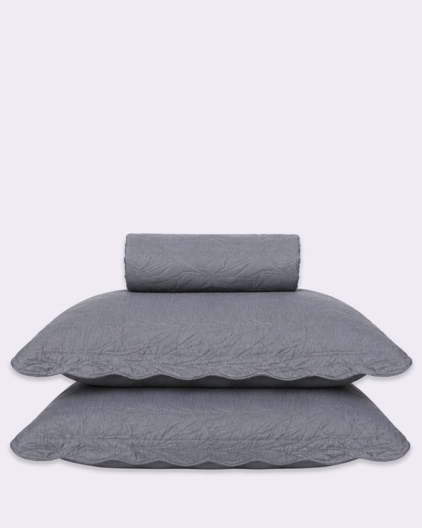 Kit Colcha Queen 3 Peças Plumagem Matelassê Cinza UN