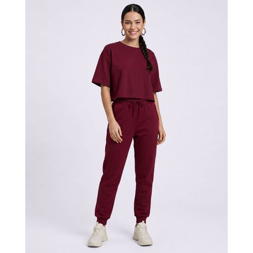 Calça Moletom Feminina Reta com Bolso Vermelha