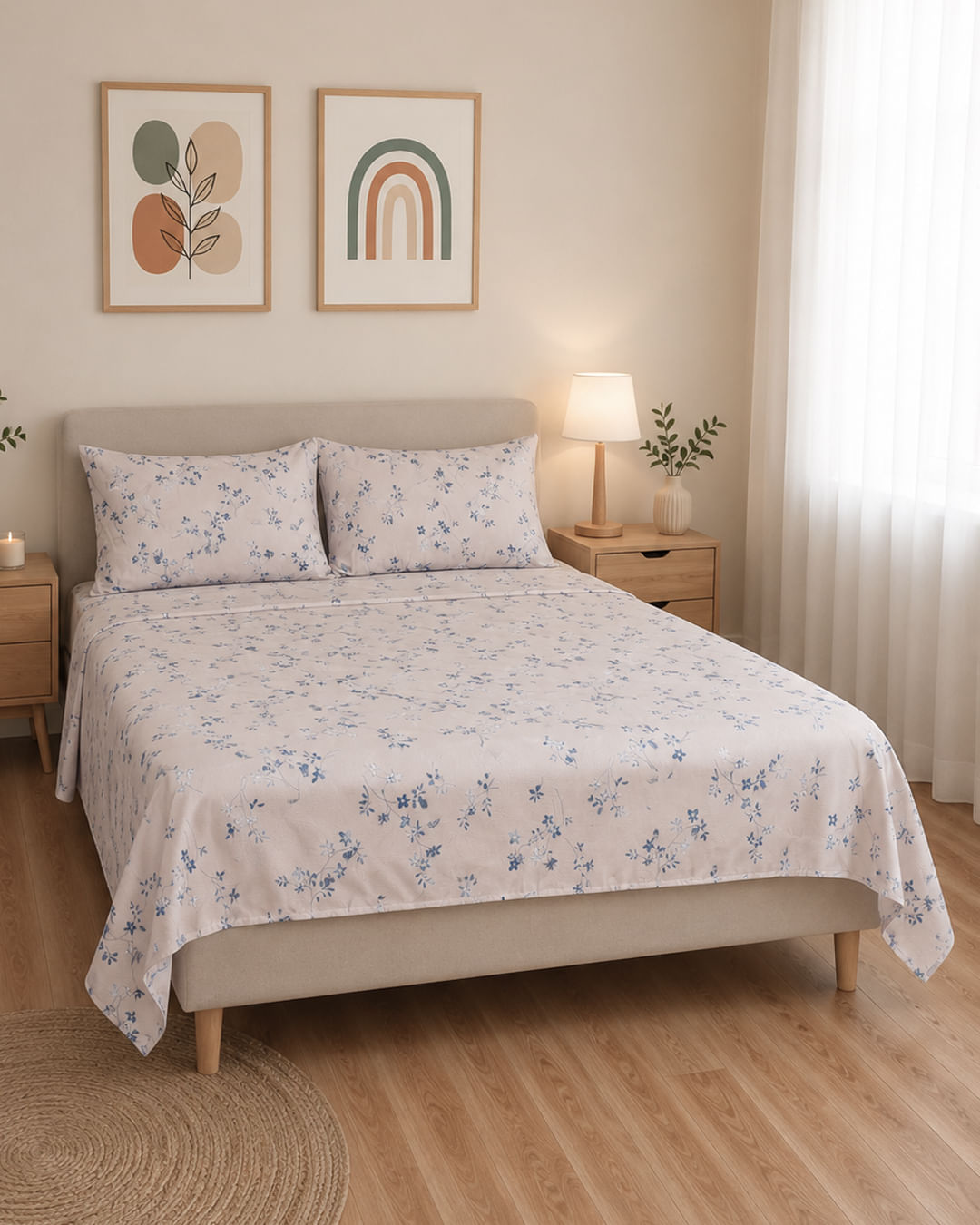 Jogo-De-Cama-Casal-4pcs-Duplo-Microperca---Bege-Floral