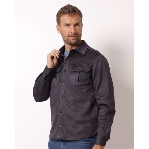 Casaco Masculino Suede com Bolsos Marinho