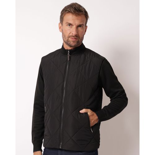 Colete Masculino Puffer Matelassê com Bolsos Preto