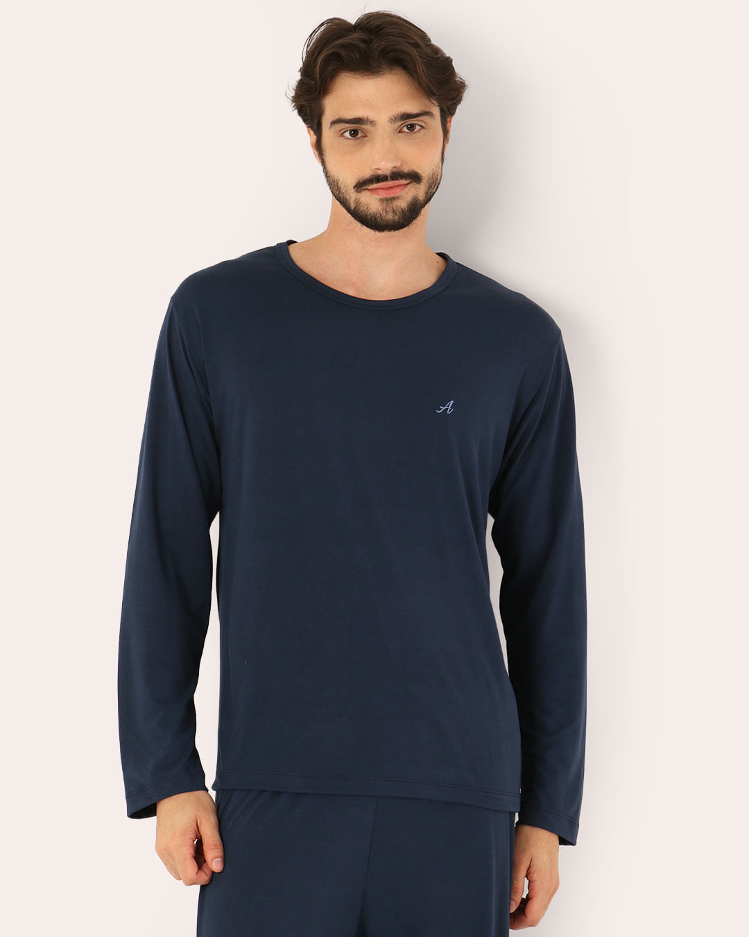 Pijama-Ml--Liso-67941---Marinho