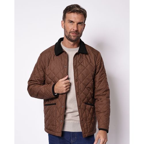 Jaqueta Masculina Puffer Gola Canelada Marrom