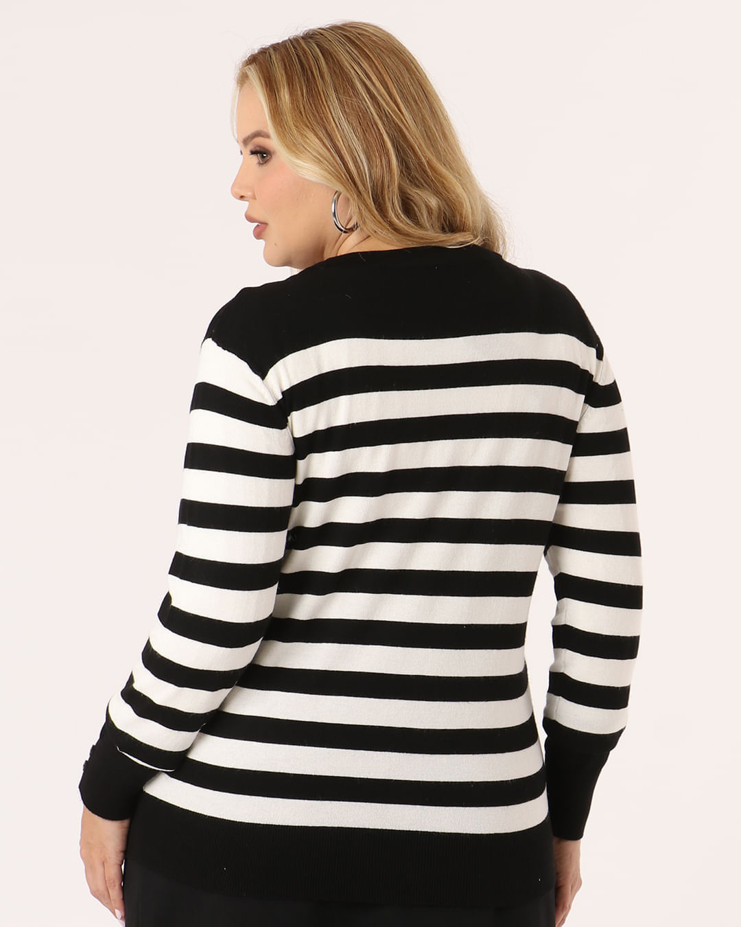 Cardigan-Trico-Listrado-Dec-V-Preto---Preto