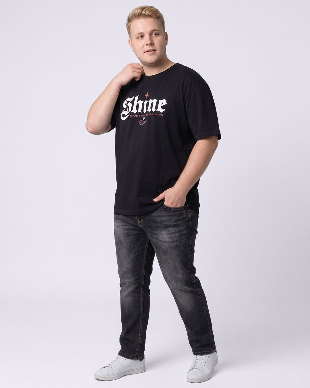 Calça Jeans Plus Size Masculina Slim Preta