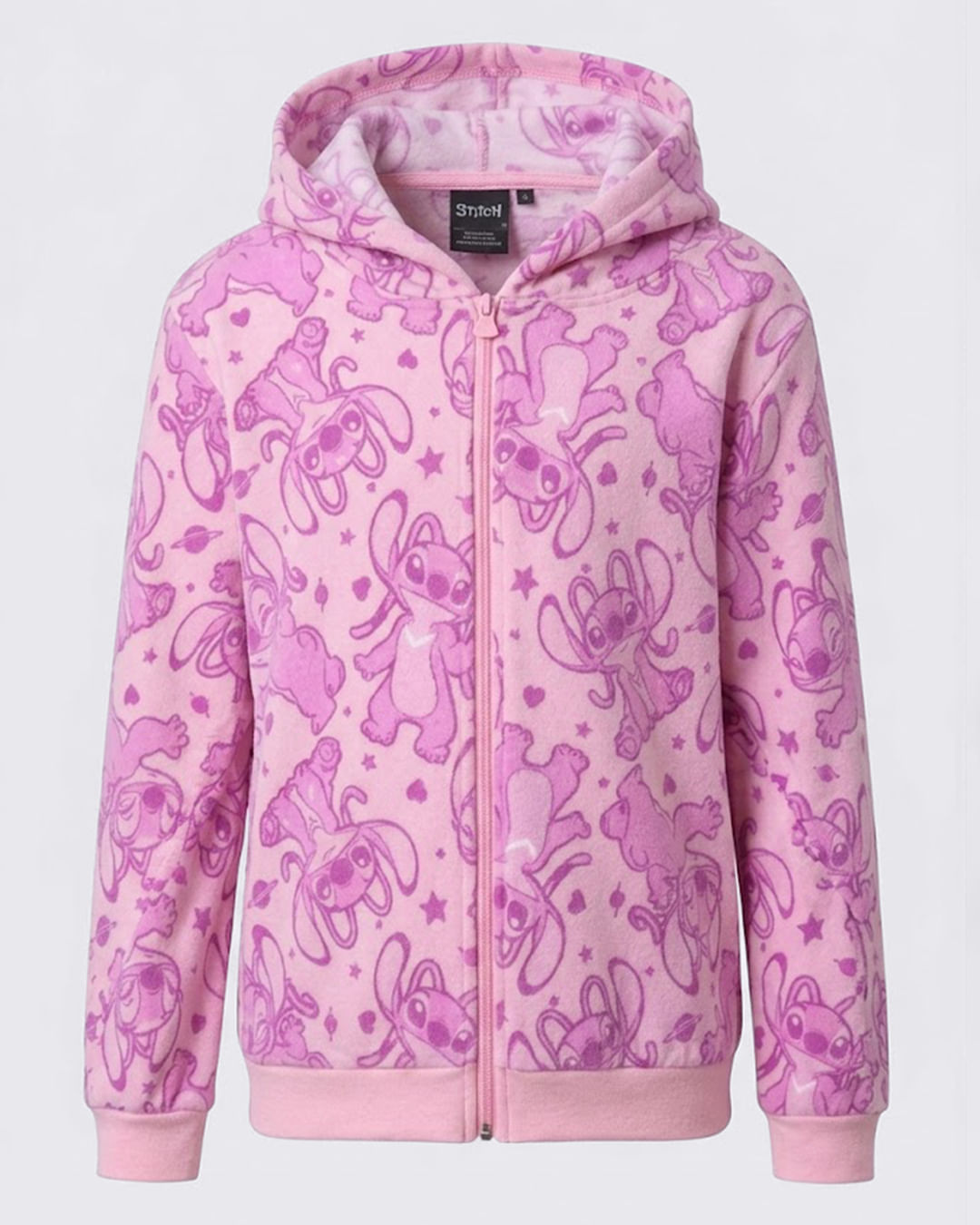 Jaqueta Moletom Infantil com Capuz Disney Angel Rosa