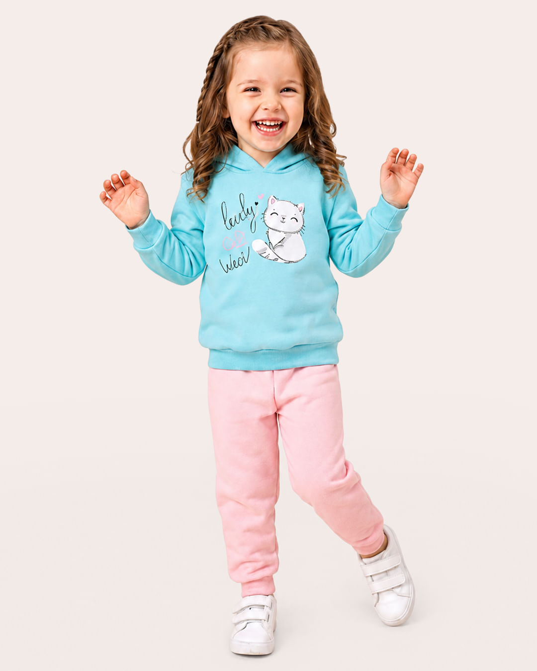 Conjunto Moletom Bebê Gatinho Lovely com Capuz Azul