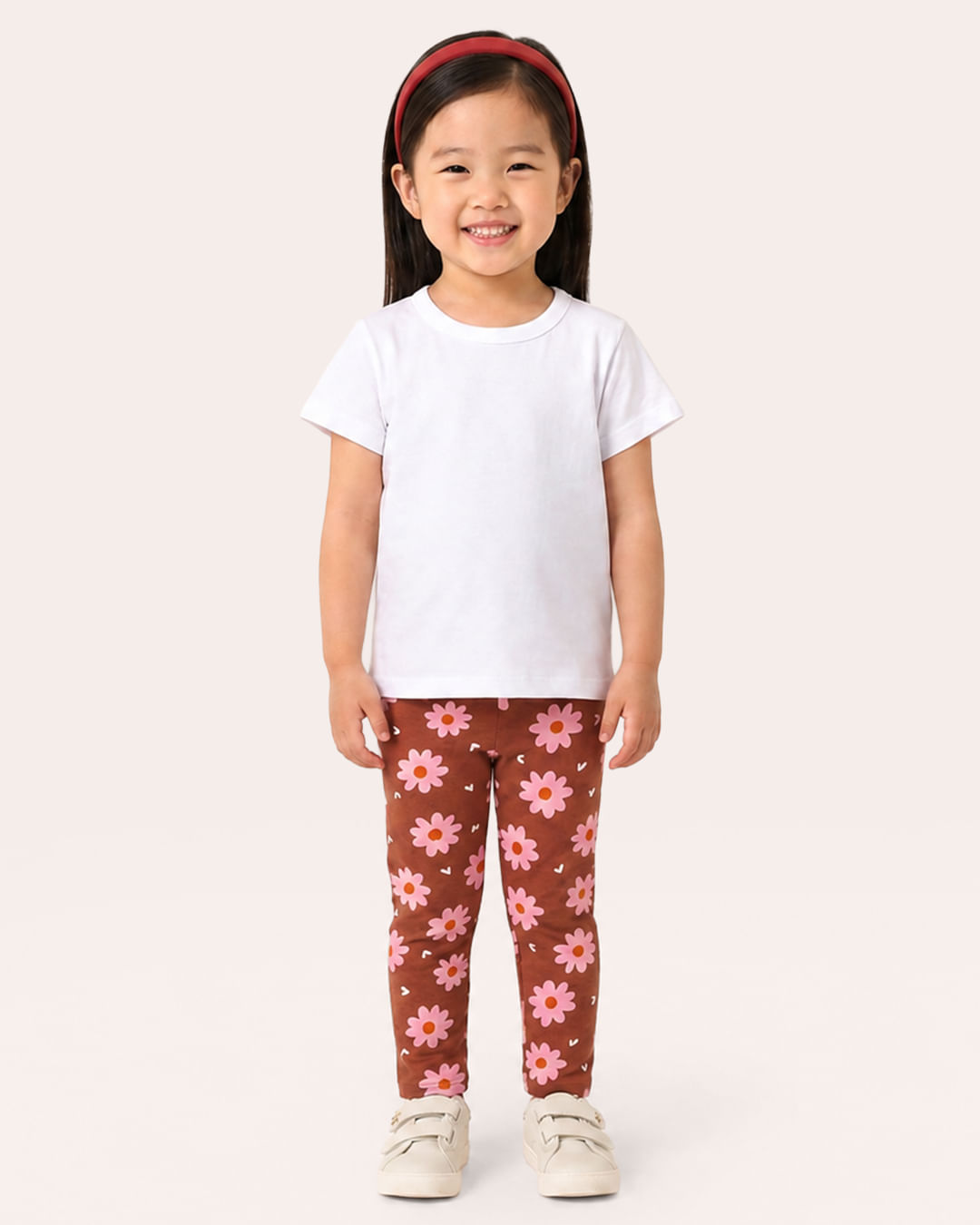 Calça Legging Bebê Floral Marrom
