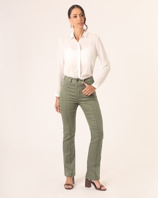 Calca-Sarja-Bootcut-Friso-Verde---Verde