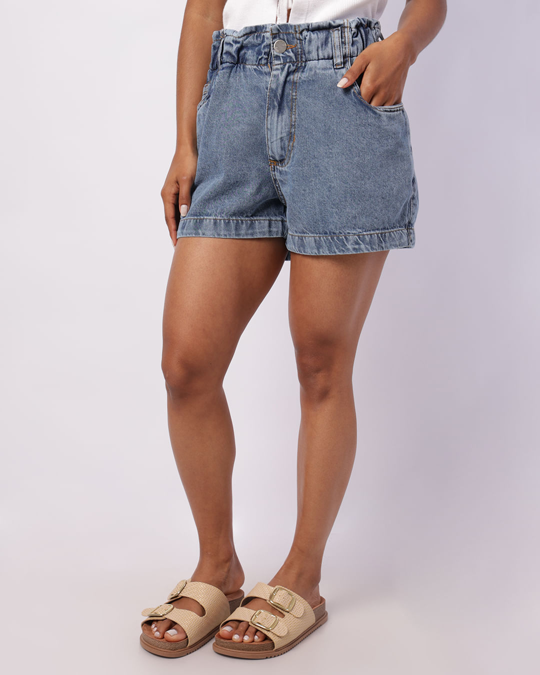 Shorts-Jeans-Elastico-Cintura--Azm---Jeans-Blue