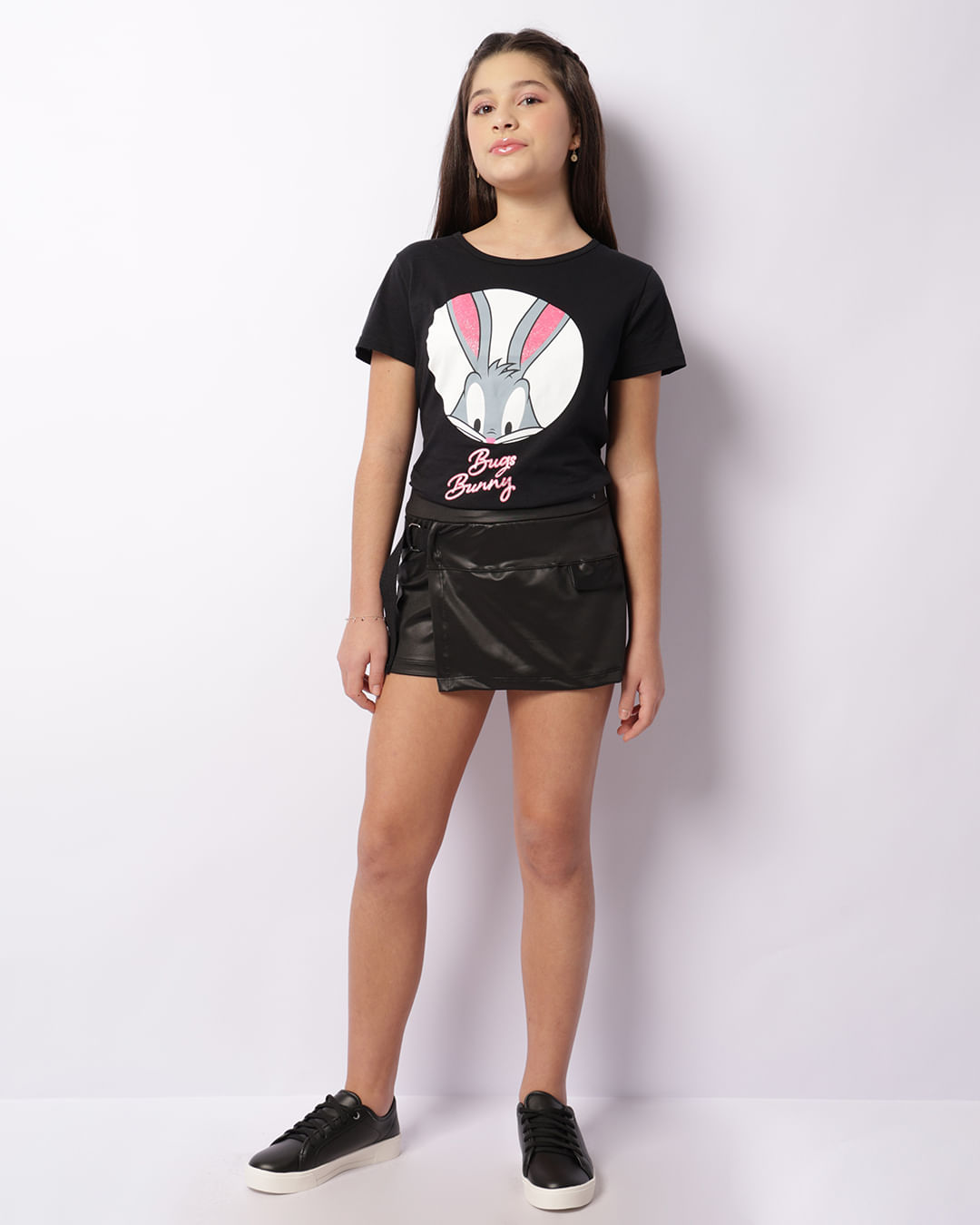 Short Saia Juvenil Cirrê Preta
