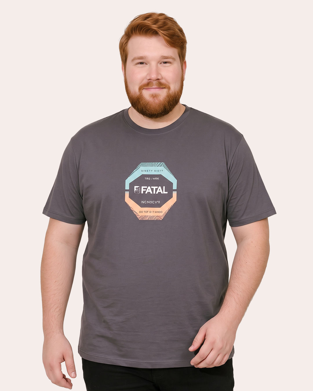 Camiseta Plus Size Masculina Algodão Fatal Estampa Cinza