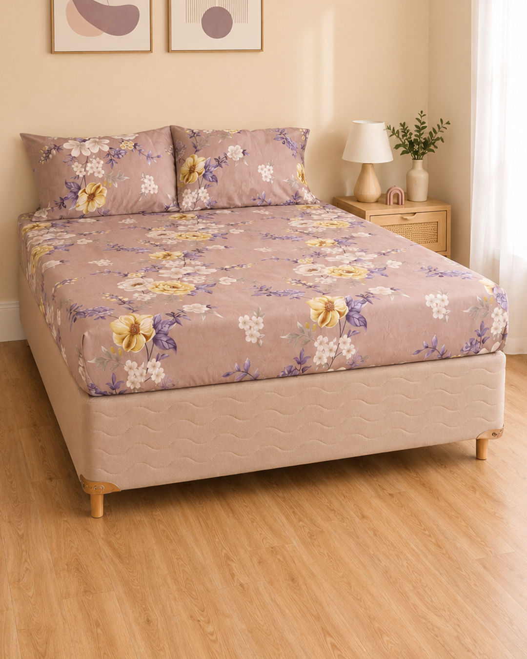Jg-Cama-Cs-Basic-3-Pcs-30cm-Estampado---Bege-Floral