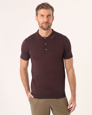 Polo-Tricot-Peit-Rib-Mng-Mrr---Marrom