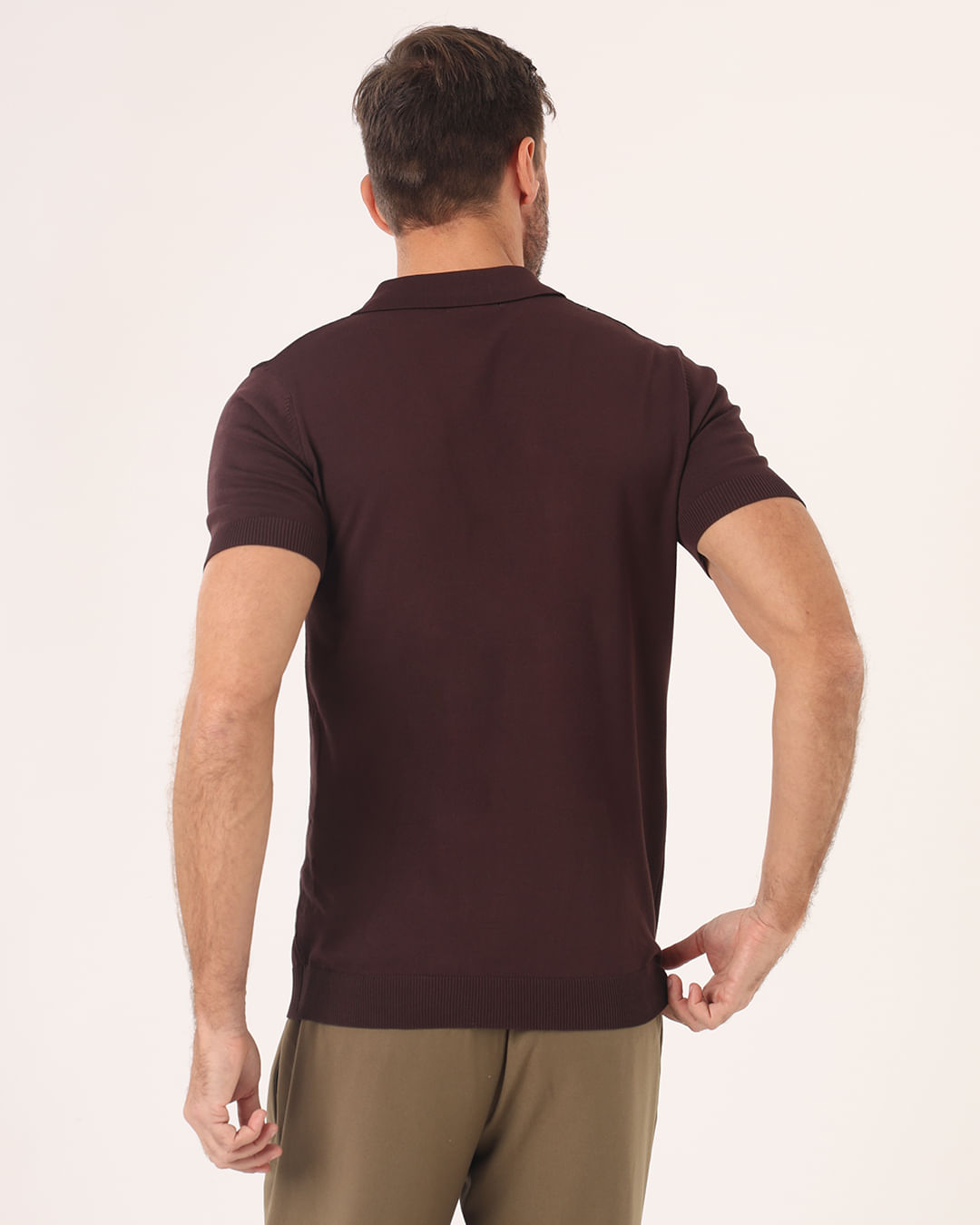 Polo-Tricot-Peit-Rib-Mng-Mrr---Marrom