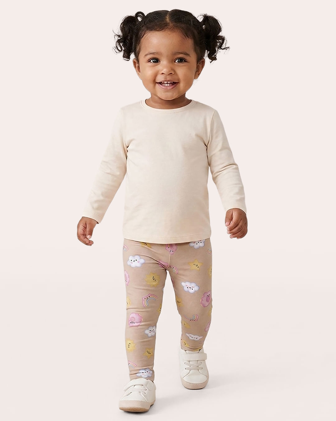 Calça Legging Bebê Estampado Bege
