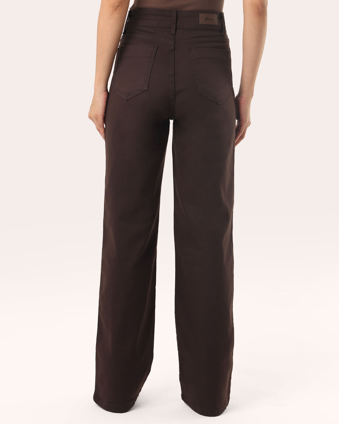 Calca-Sarja-Sawary-Wide-Leg-Marrom-elast---Marrom