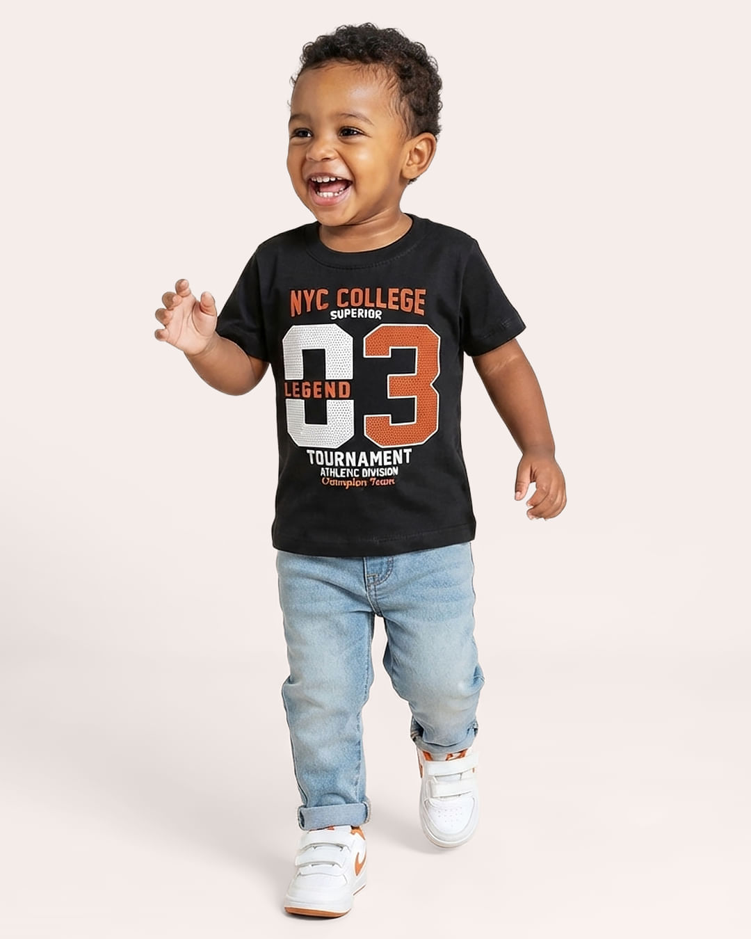 Camiseta Bebê Manga Curta Estampa Sortida Preta