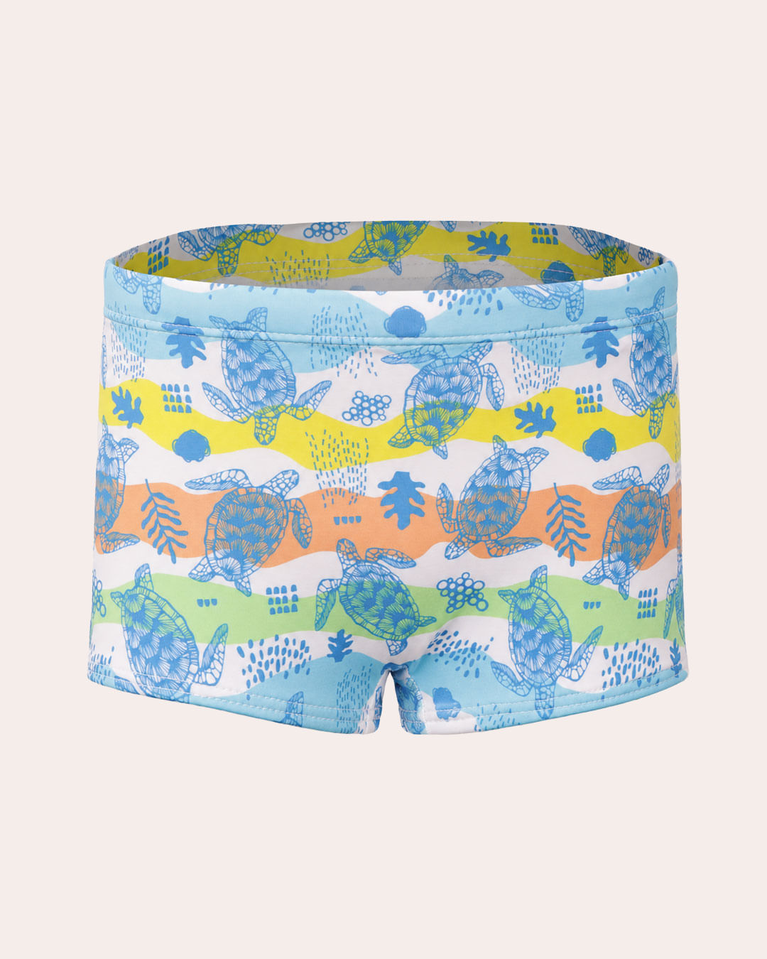 Sunga Infantil Boxer Estampada Fundo do Mar Branca